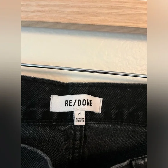 RE/DONE Denim 70’s Mid-Rise Flared Jeans in Black Size 26